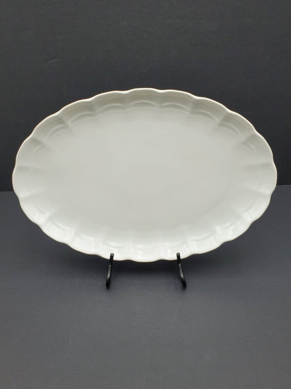 Kaiser Romantica White Platter West Germany Oval Scalloped Ribbed Serving Plate